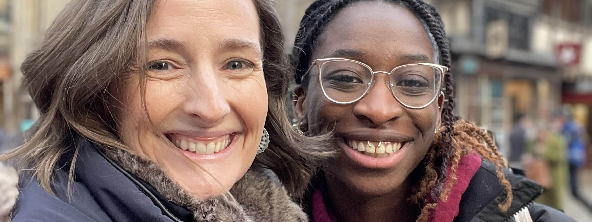 two women smiling