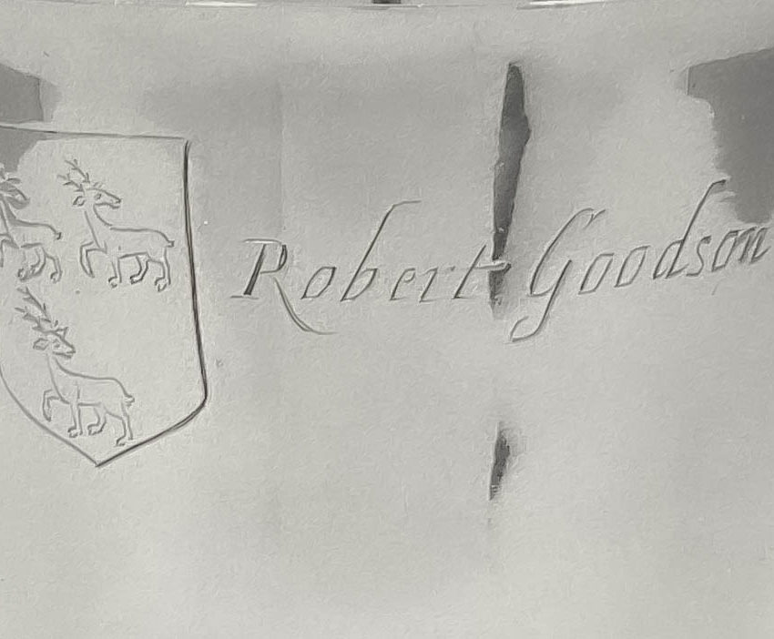 engraving on a silver goblet
