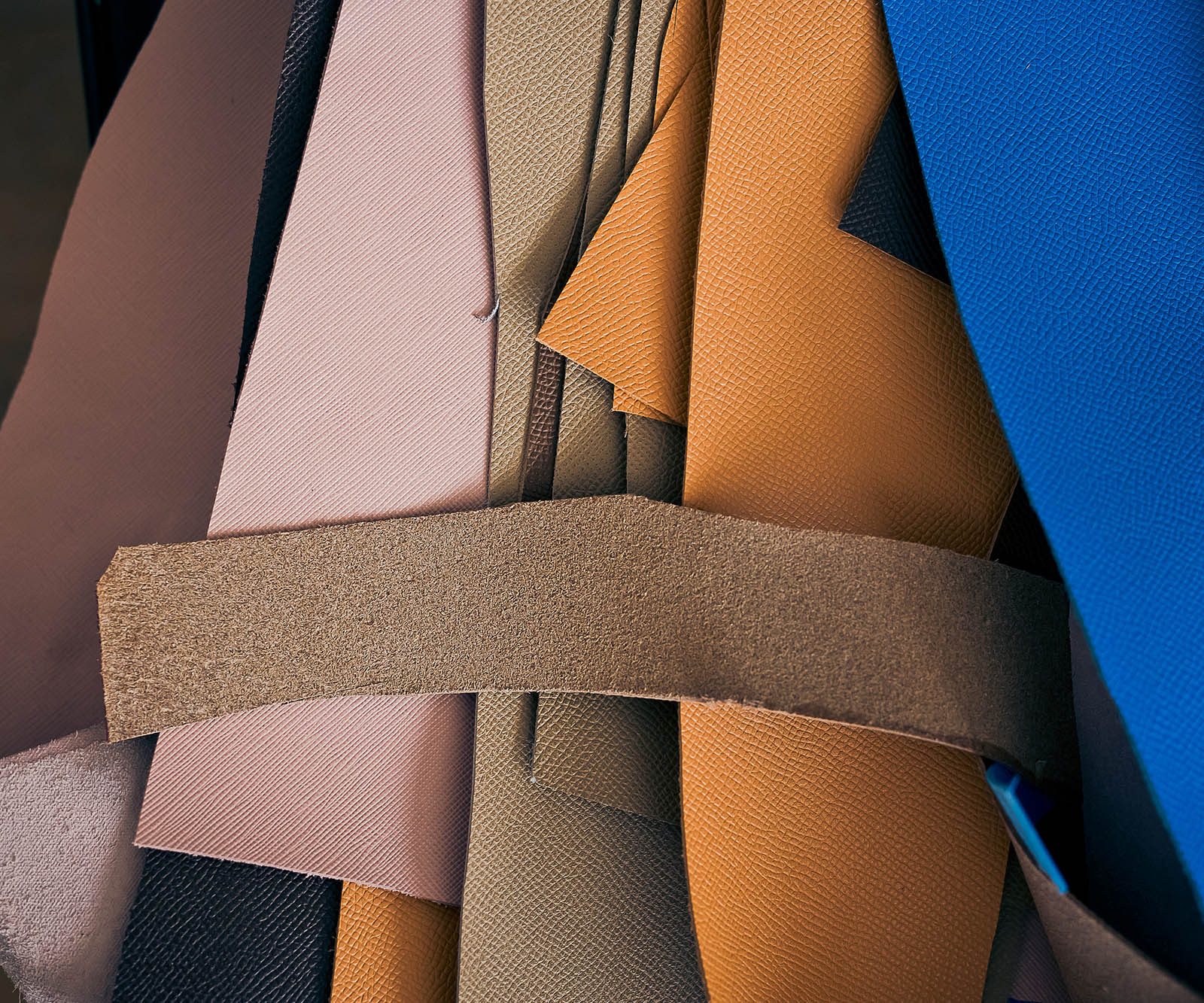 scraps of leather in different colours