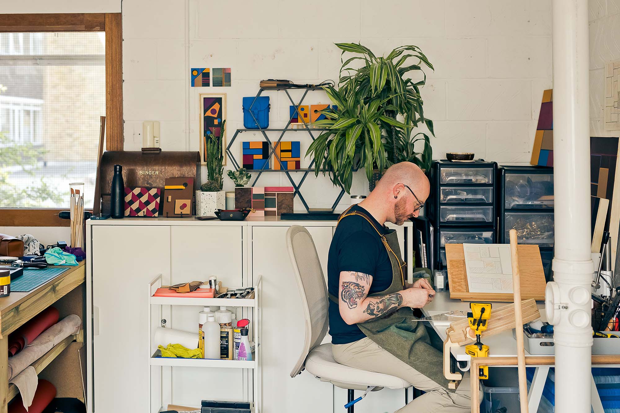 man in a studio