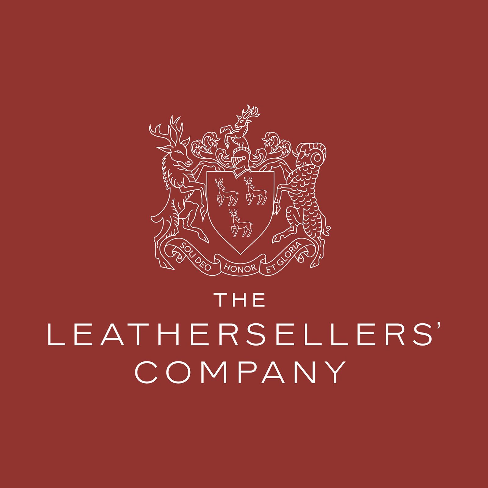 white logo on red background