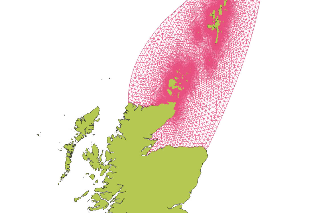 A map showing tidal flow around the Orkney Islands