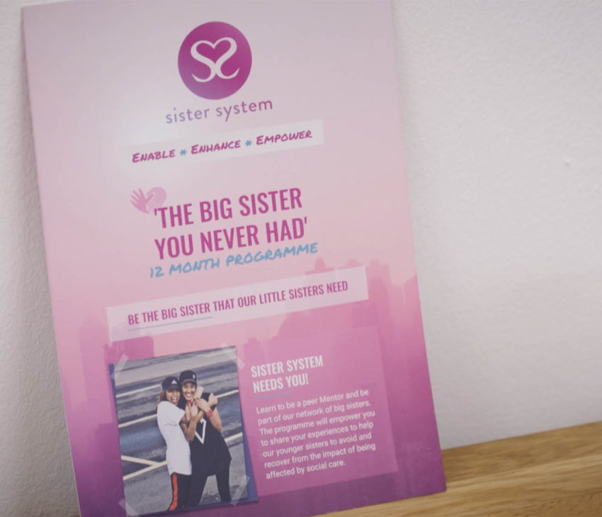 a pink leaflet leaning on a wall