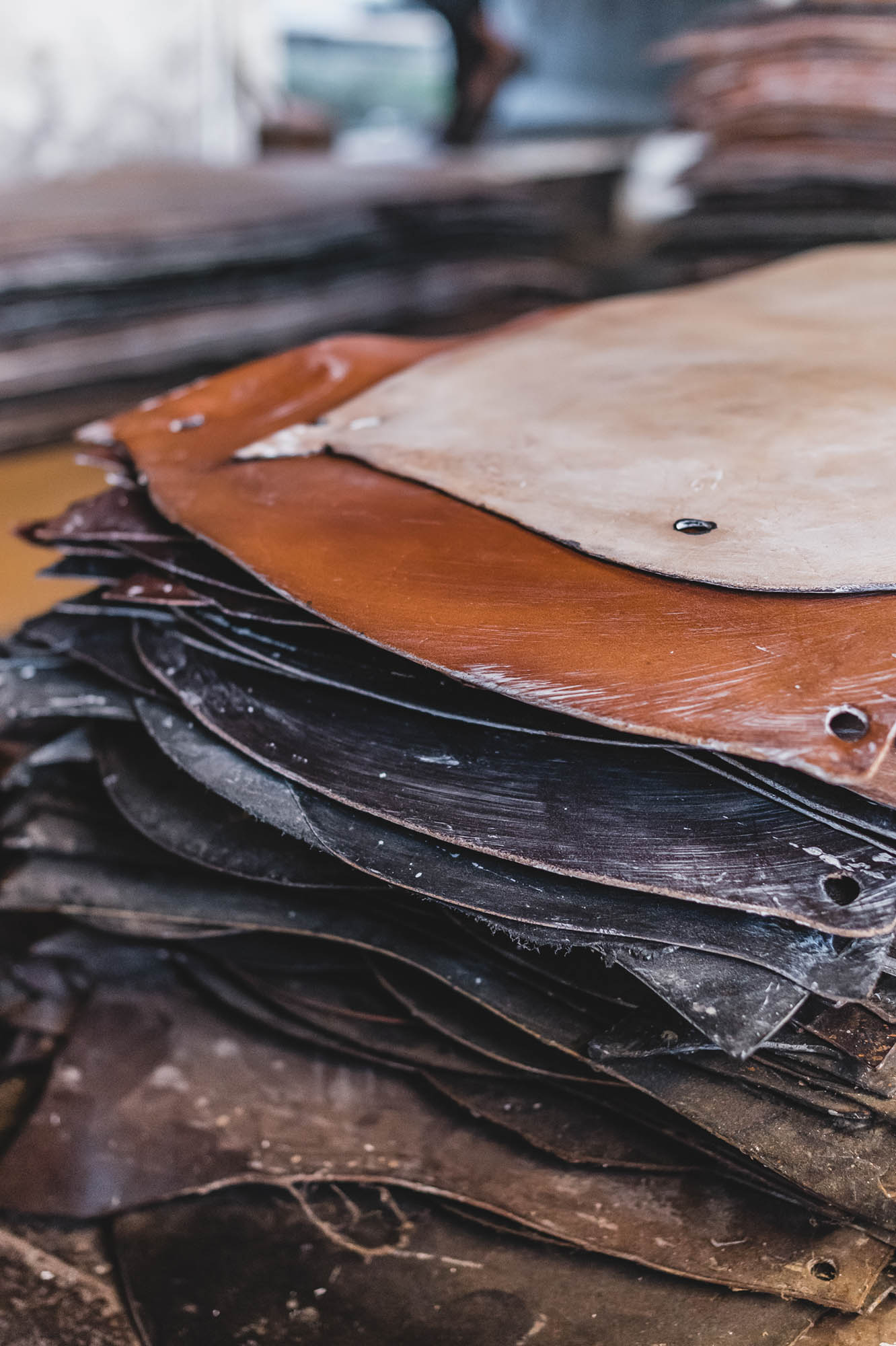 stacks of leather