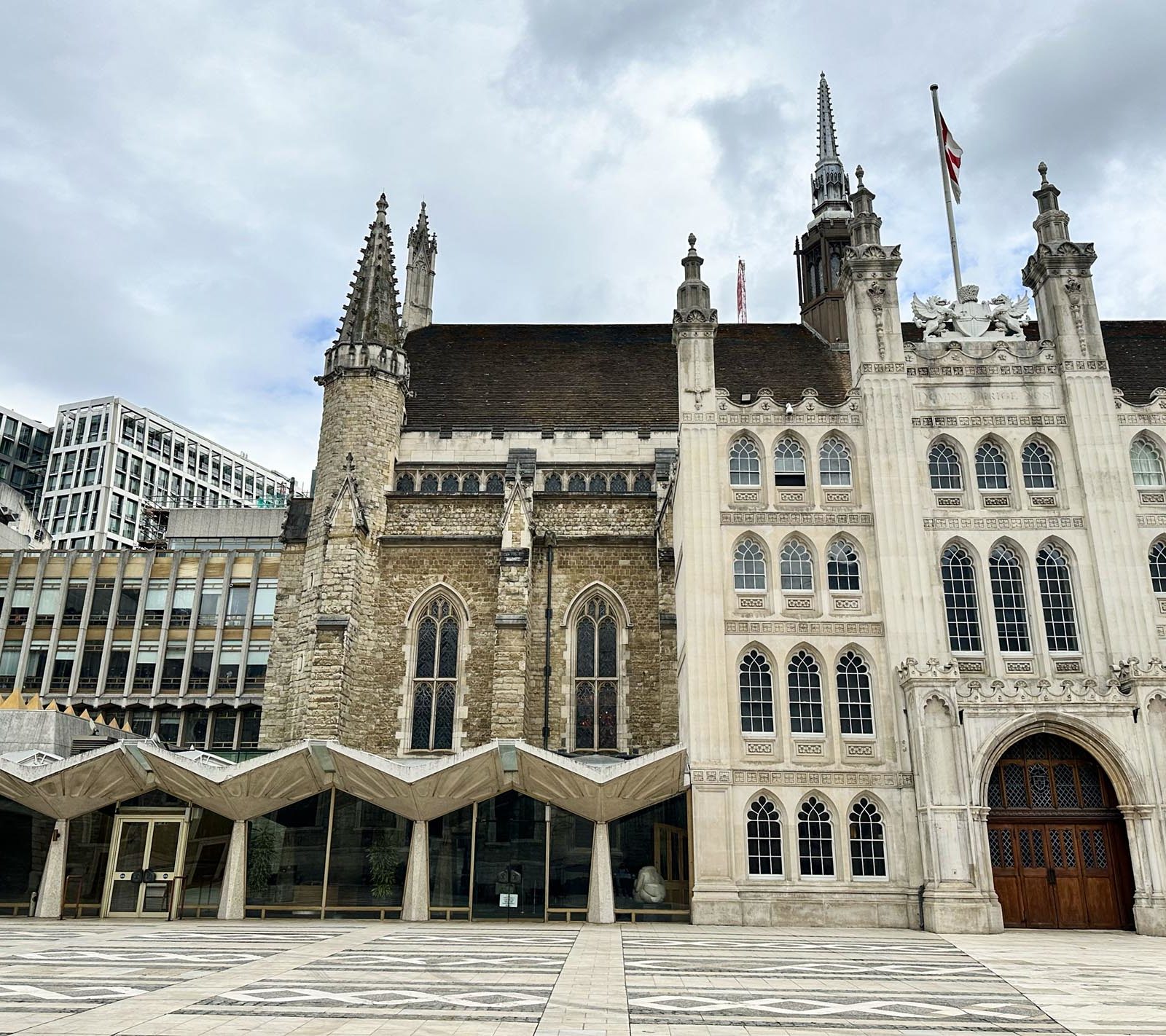 stone building and courtyard