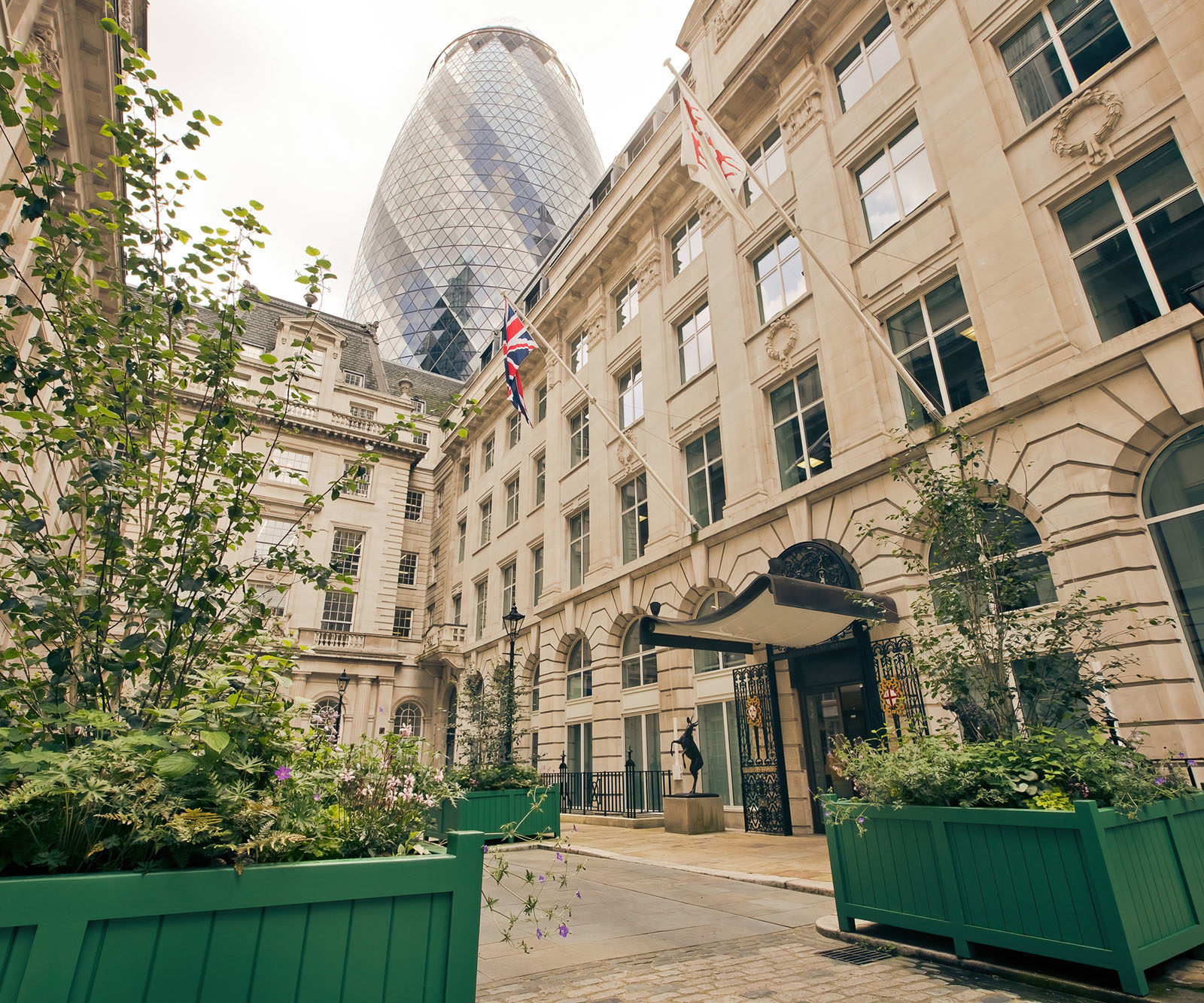 stone buildings with plants