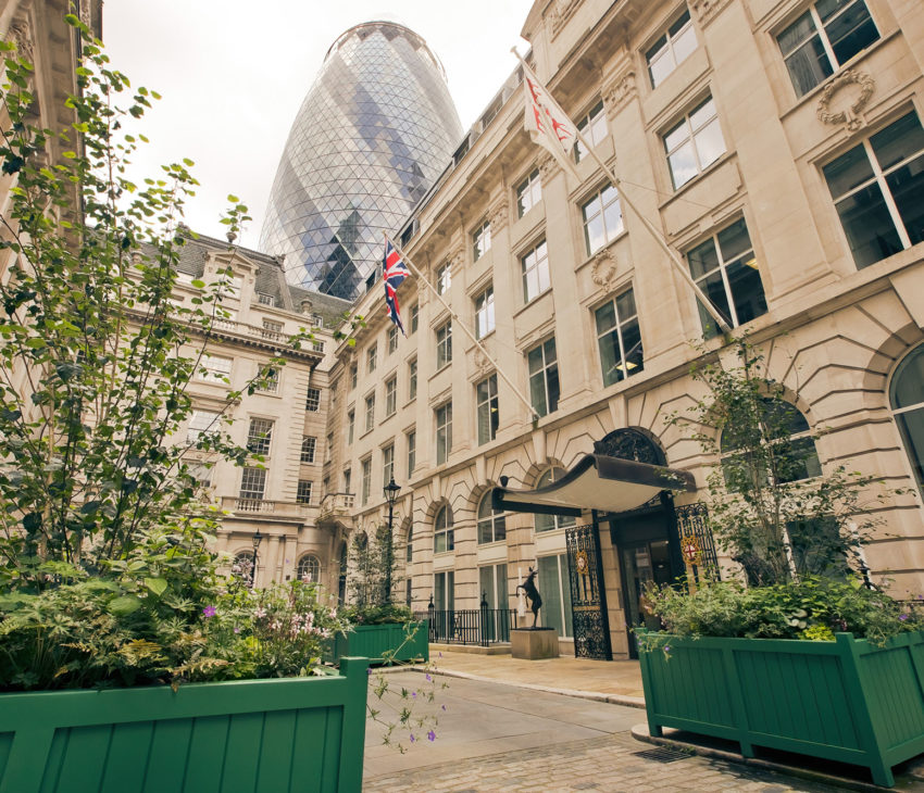 stone buildings with plants
