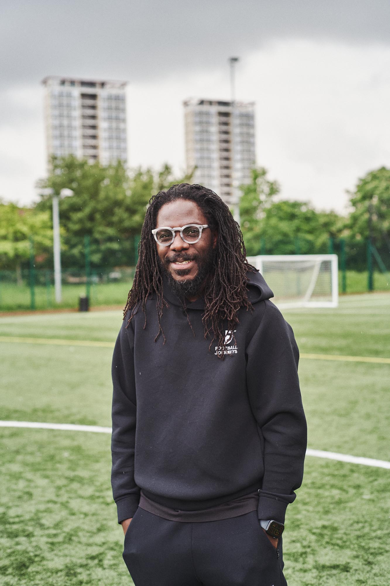 man standing on a football pitch