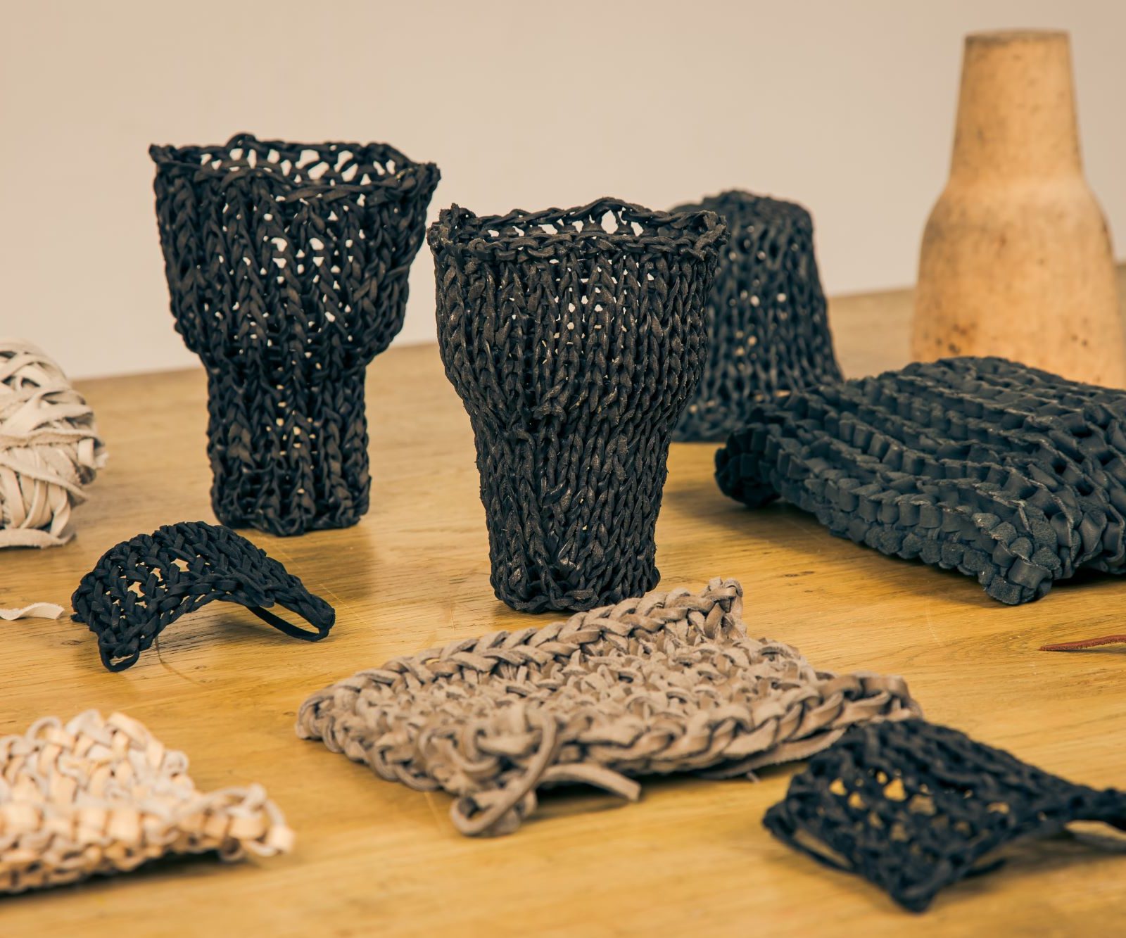 stitched leather cups